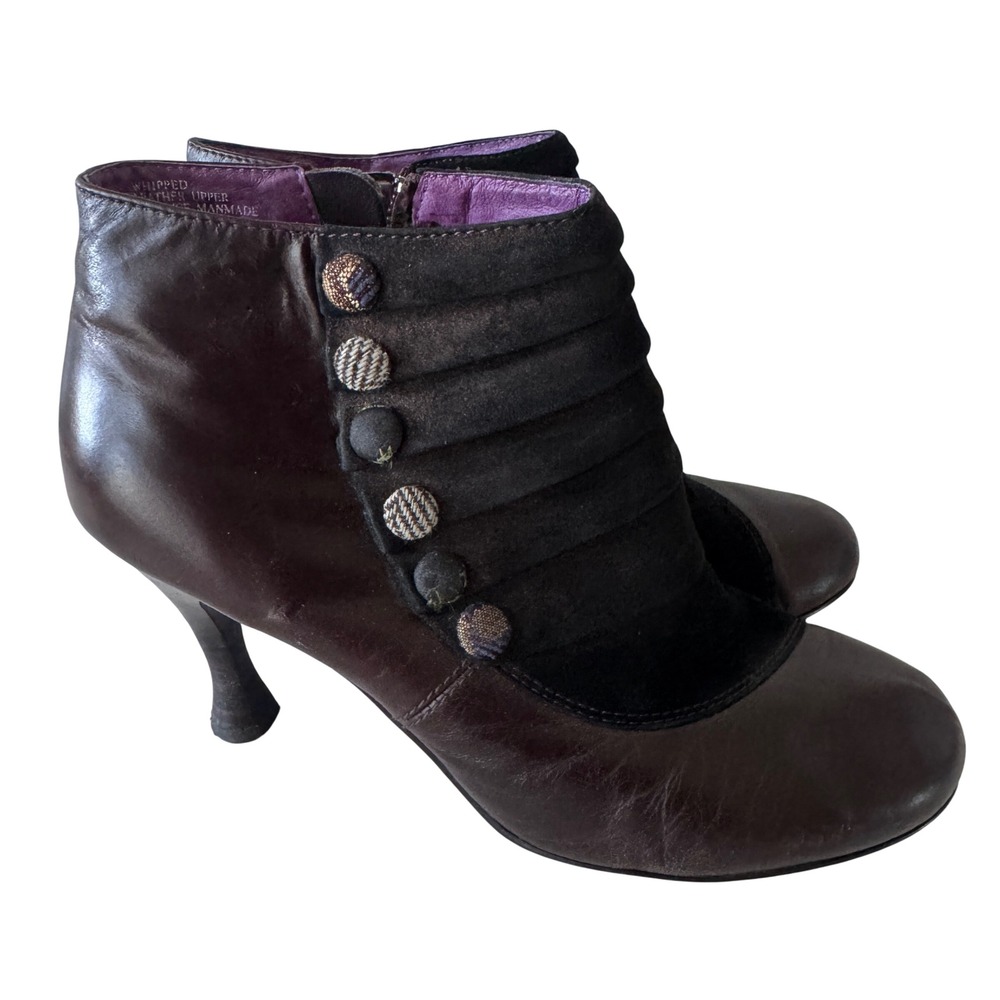 Kenzie Vintage Steampunk Boots 8M Suede Leather Spats Button Whimsigoth Brown